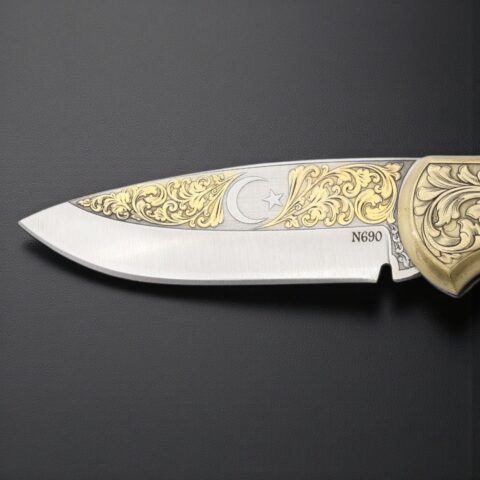 Alternative view of El Yapımı Altın Çakı Hilal ve Yıldız Figürlü - N690