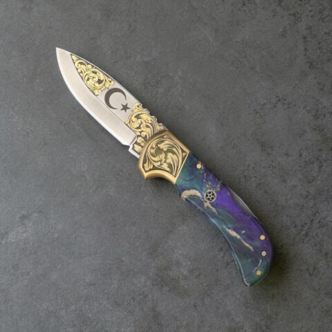 El Yapımı Altın Çakı Ay Yıldız Figürlü - N690