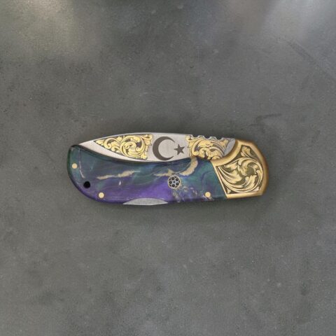 Alternative view of El Yapımı Altın Çakı Ay Yıldız Figürlü - N690