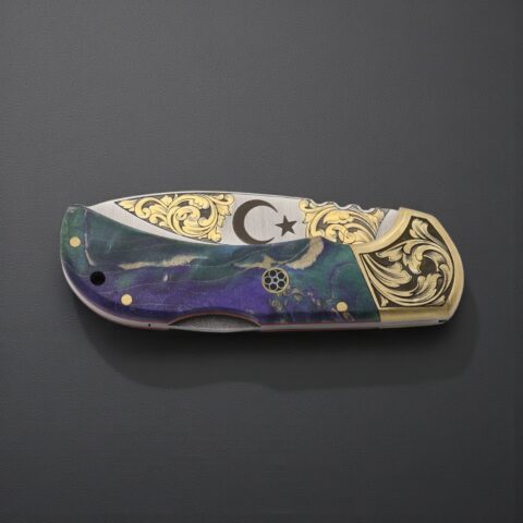 Alternative view of El Yapımı Altın Çakı Ay Yıldız Figürlü - N690