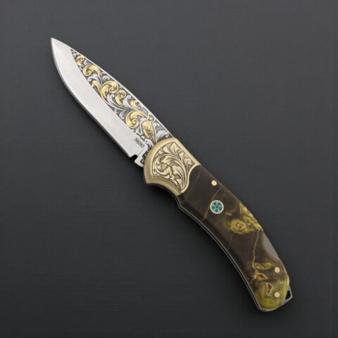 El Yapımı Altın Çakı Bıldırcın Figürlü - N690