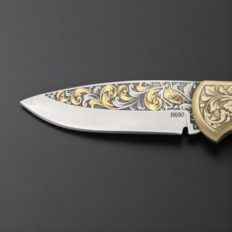 Alternative view of El Yapımı Altın Çakı Bıldırcın Figürlü - N690