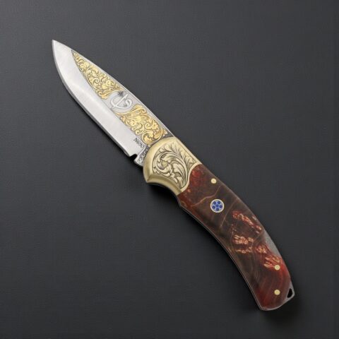 El Yapımı Altın Çakı Elif Vav Figürlü - N690