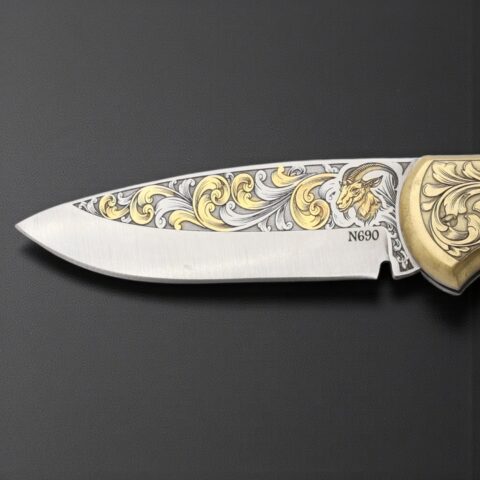 Alternative view of El Yapımı Altın Çakı Keçi Figürlü - N690