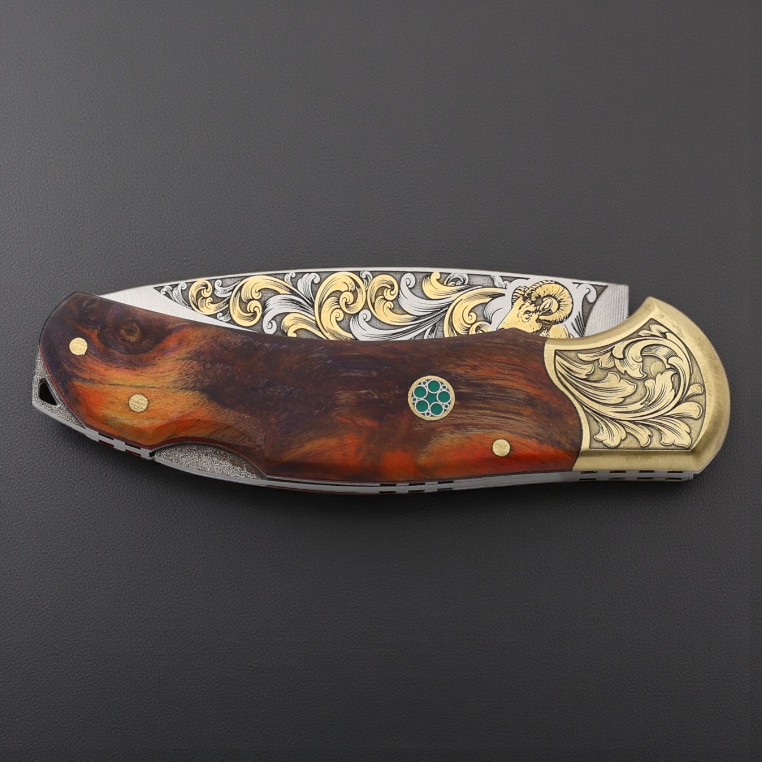 El Yapımı Altın Çakı Koç Figürlü - N690 - Görsel 3