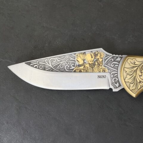 Alternative view of El Yapımı Altın Çakı - Osmanlı Sultanları Figürlü