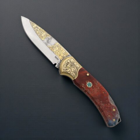 El Yapımı Altın Çakı Osmanlı Tuğrası Figürlü - N690