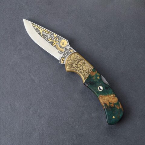 El Yapımı Altın Çakı - Osmanlı Tuğrası Figürlü