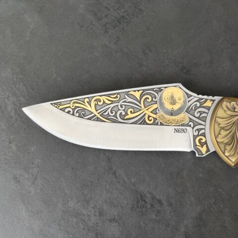 Alternative view of El Yapımı Altın Çakı - Osmanlı Tuğrası Figürlü