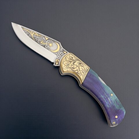 El Yapımı Altın Çakı - Ay Yıldız Figürlü