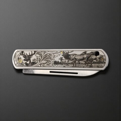 Alternative view of El Yapımı Krom Çakı Geyik Figürlü - N690