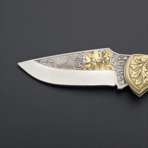 Alternative view of El Yapımı Altın Çakı - Osmanlı Sultanları Figürlü