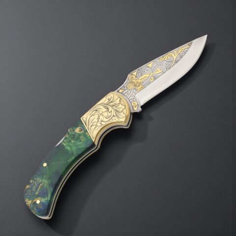 El Yapımı Altın Çakı - Osmanlı Tuğrası 1453 Figürlü