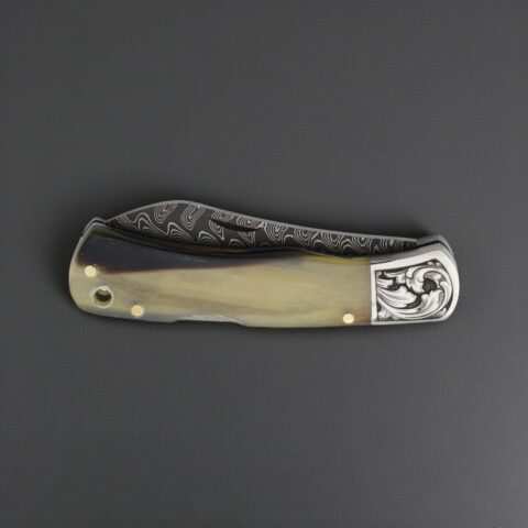 Alternative view of El Yapımı Damascus Çakı Koç Boynuzu Kabza