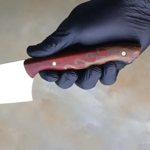 Alternative view of El Yapımı Şef Bıçağı Gül Ağacı Sap