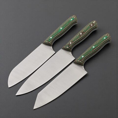 El Yapımı Şef Bıçağı Seti - Deri Çantalı