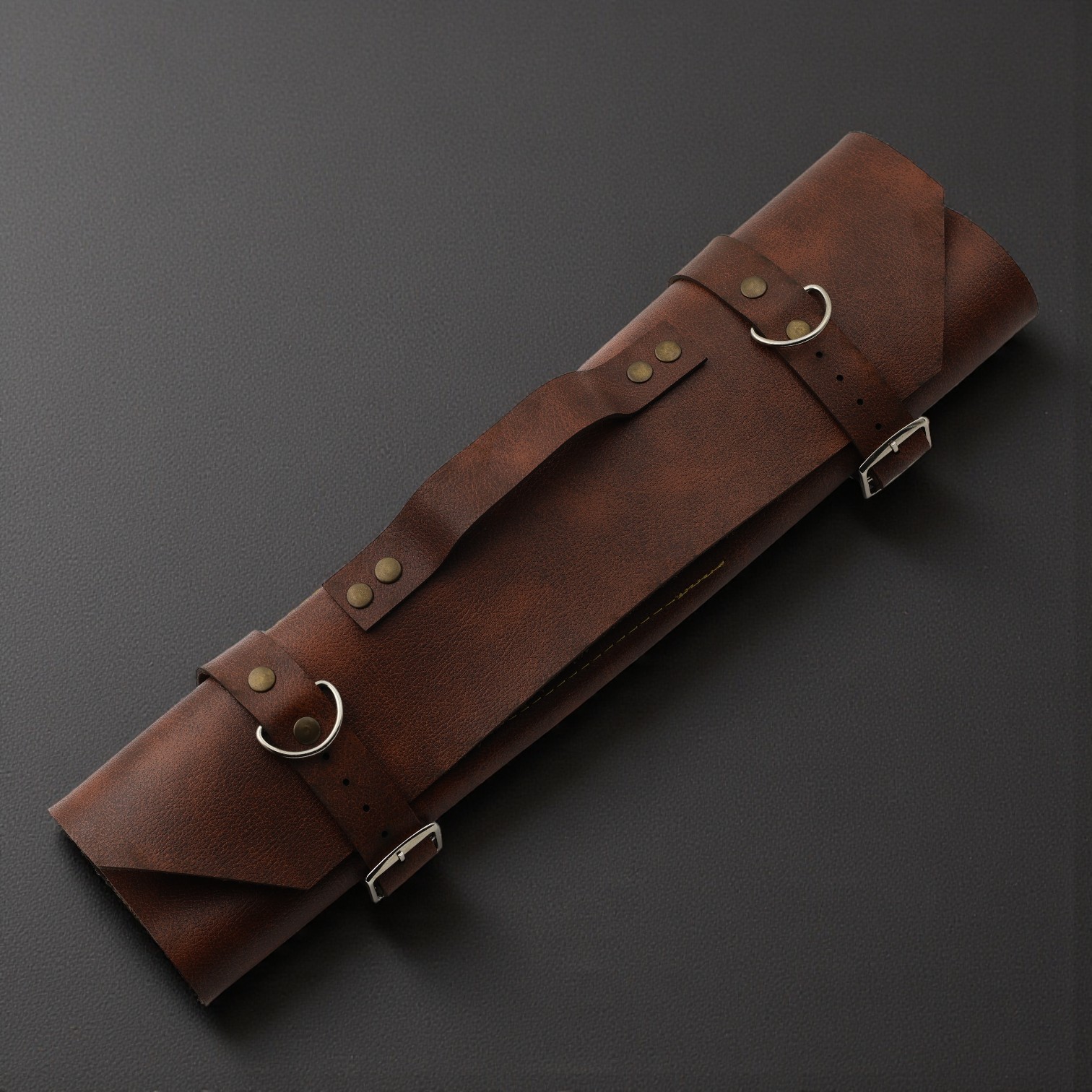 El Yapımı Şef Bıçağı Seti - Deri Çantalı - Görsel 2