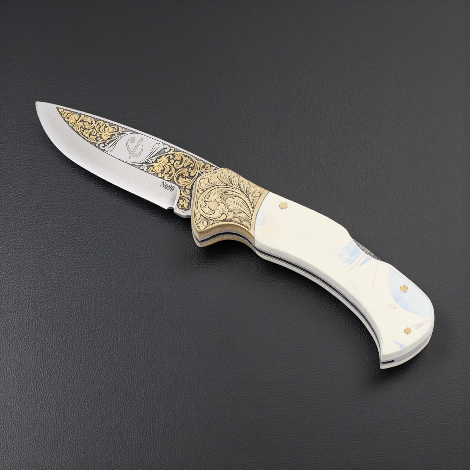 El Yapımı Altın Çakı Elif Vav Figürlü 02 - N690