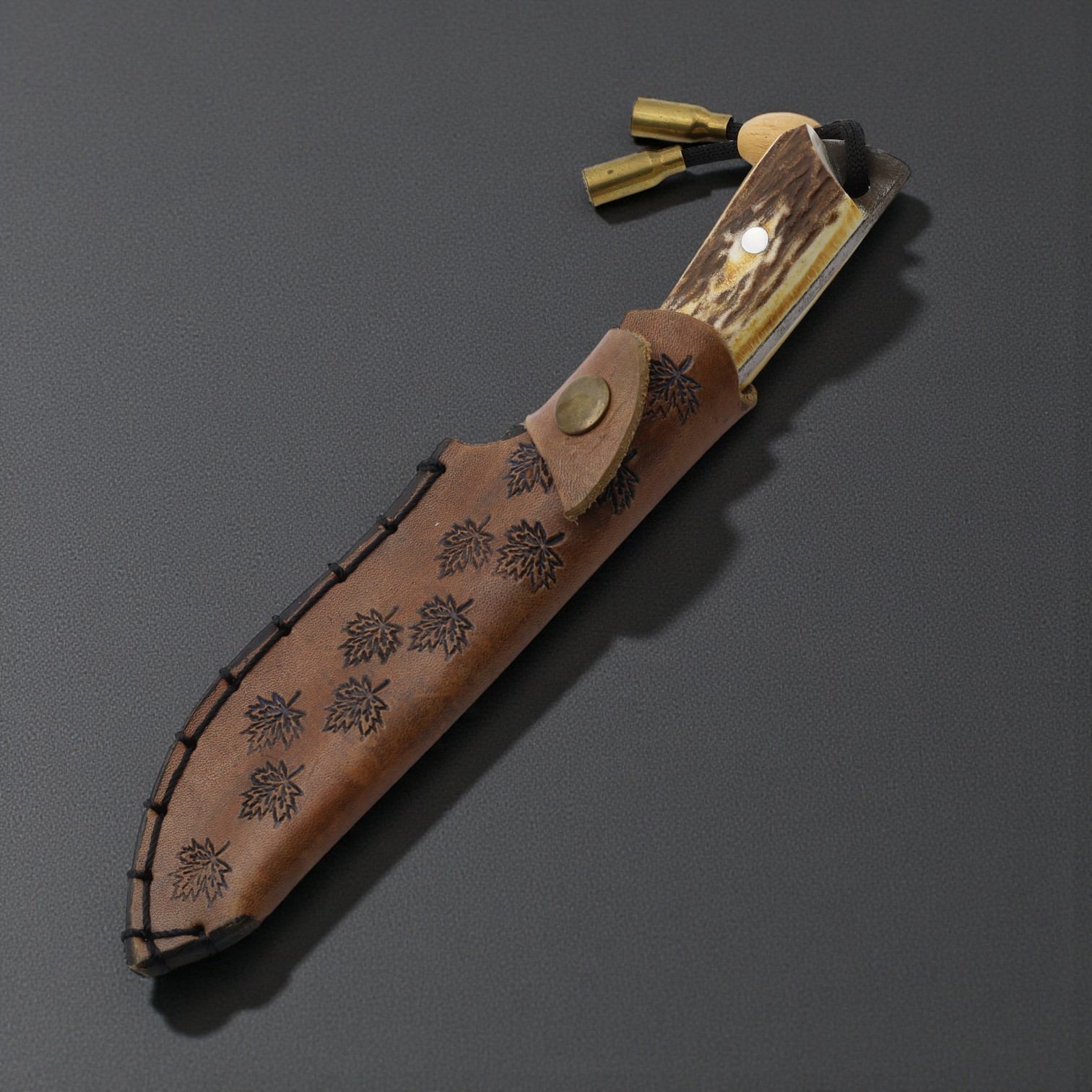 El Yapımı Damascus Av Bıçağı Geyik Boynuzu Kabza - Görsel 2