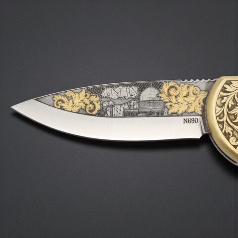 Alternative view of El Yapımı Altın Çakı - Çift Balçak Mescid-i Aksa Figürlü Kırmızı