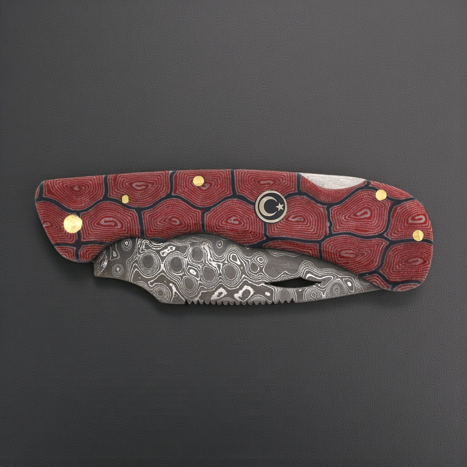 El Yapımı Damascus Çakı - Yelkenli Model - Görsel 2