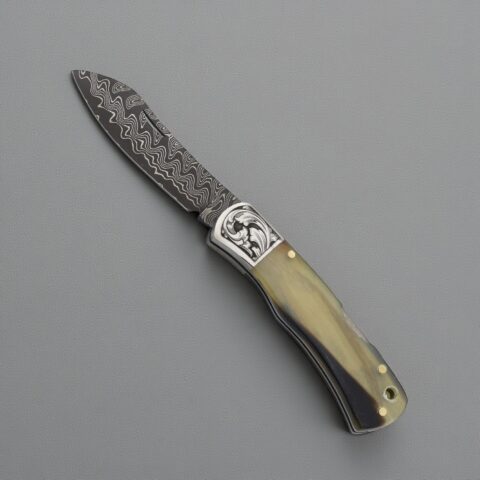 El Yapımı Damascus Çakı Koç Boynuzu Kabza