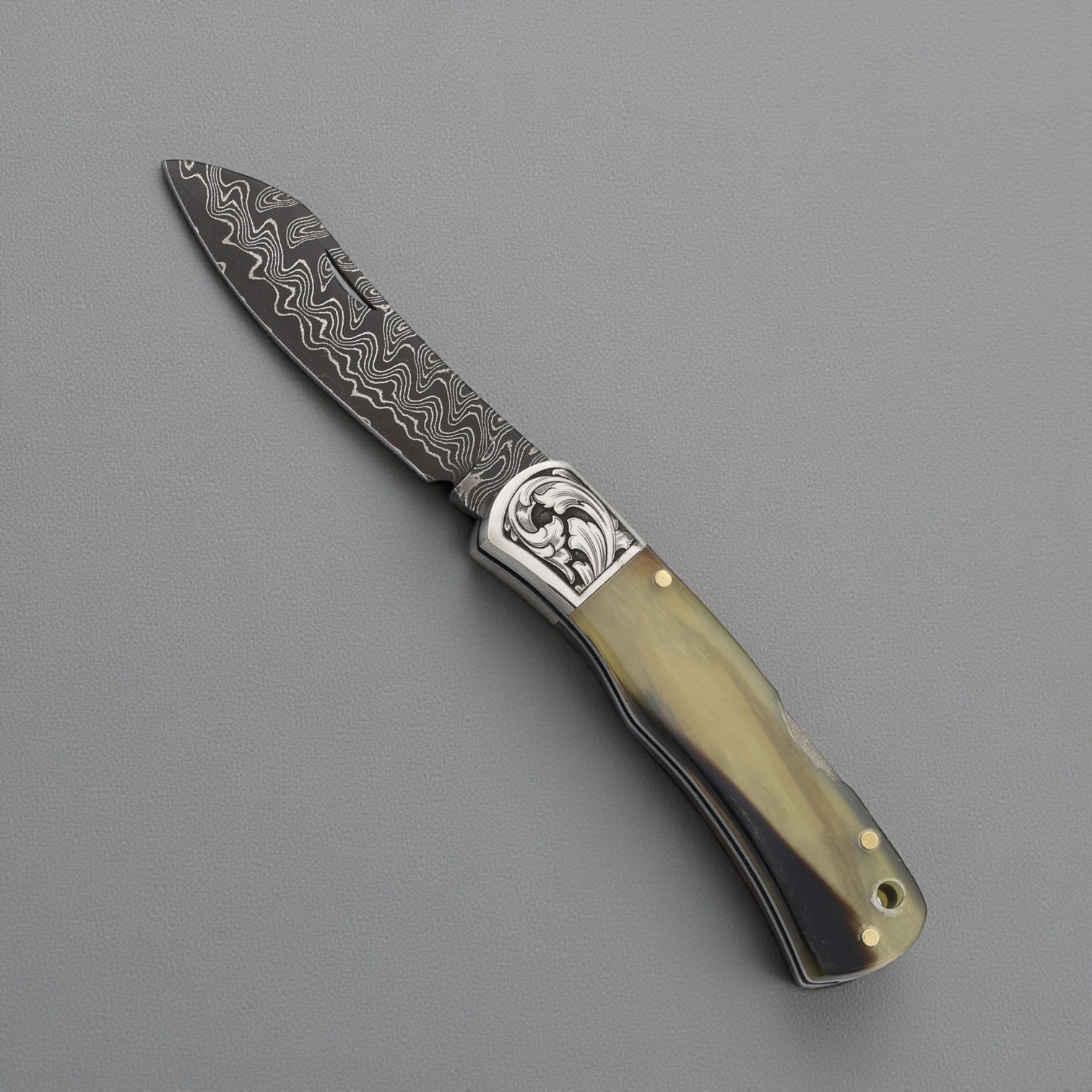 El Yapımı Damascus Çakı Koç Boynuzu Kabza