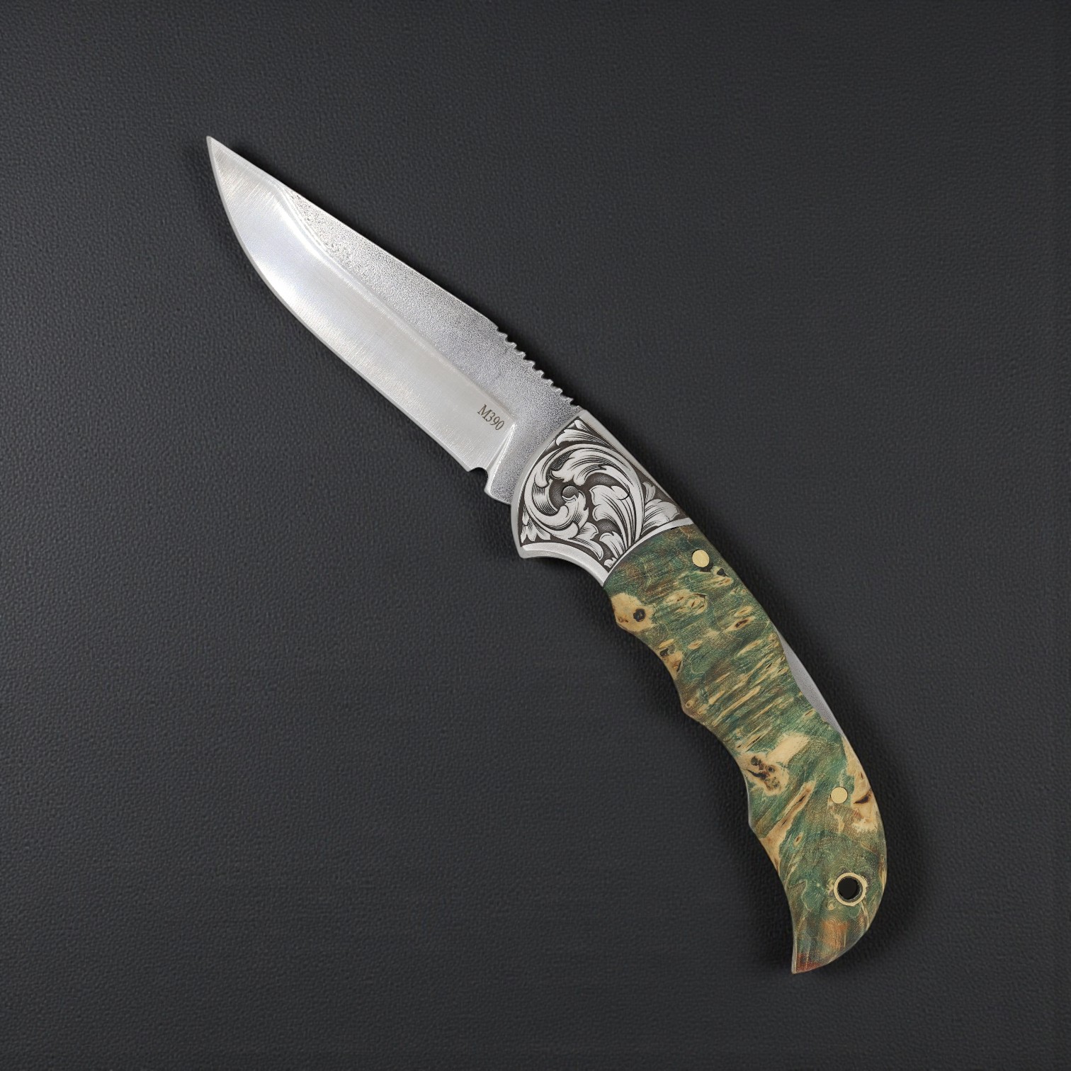 El Yapımı Çakı Stabilize Ahşap Kabza - M390