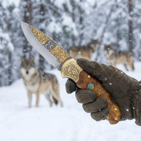 El Yapımı Altın Çakı 3 Hilal Figürlü - N690