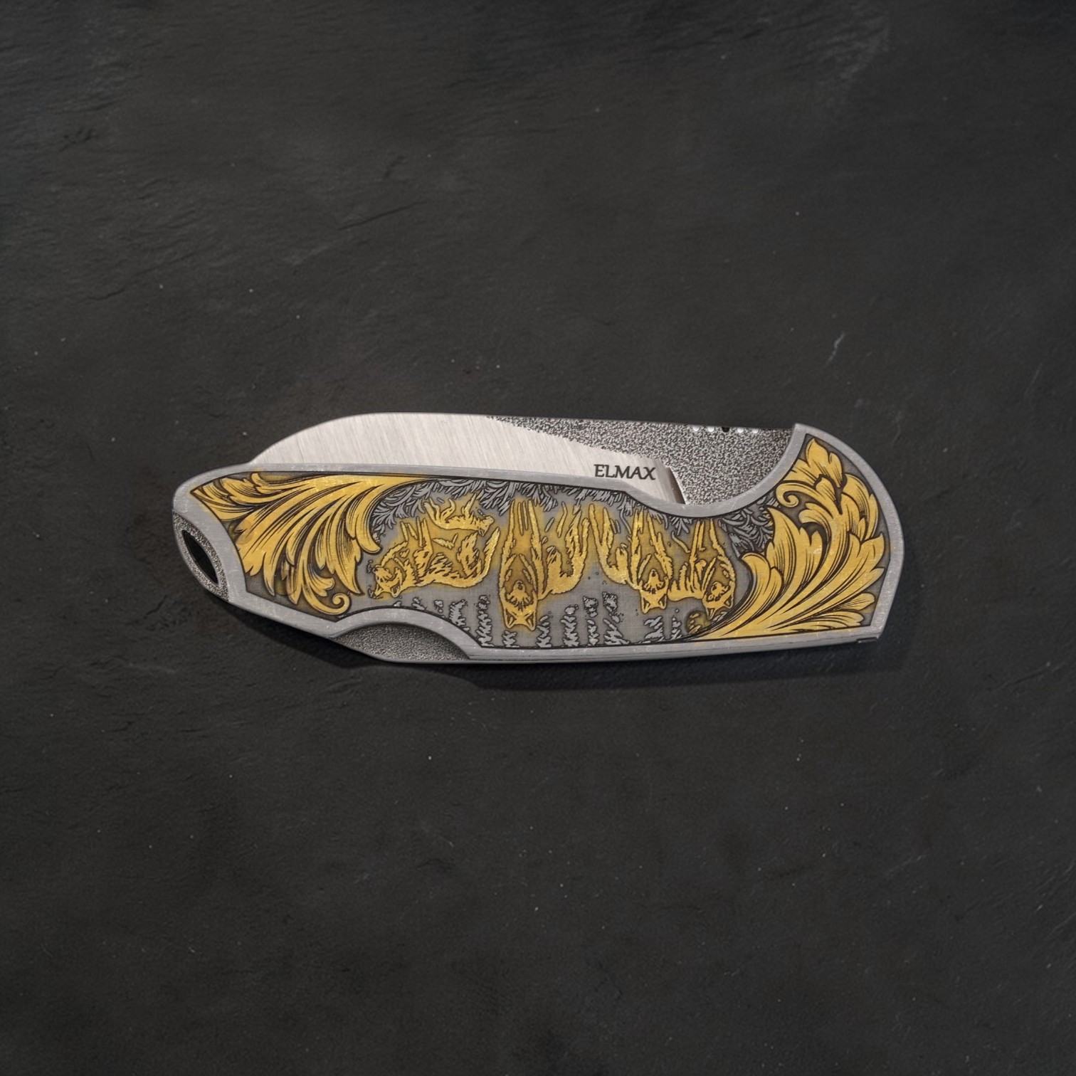 El Yapımı Krom Çakı Kurt Figürlü 01 - Elmax - Görsel 2